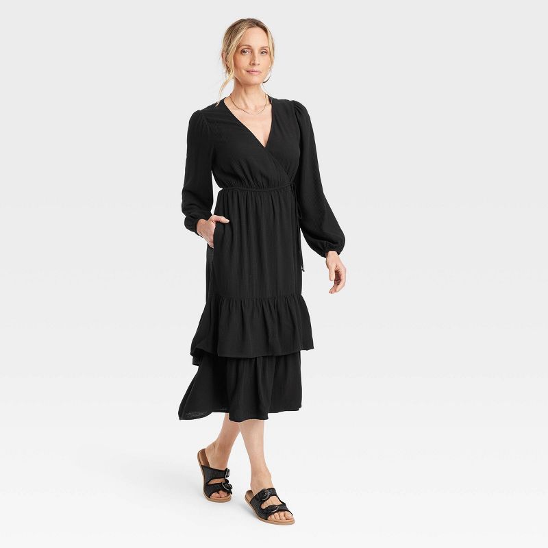 Women's Long Sleeve Wrap Dress - Knox Rose™, 1 of 5