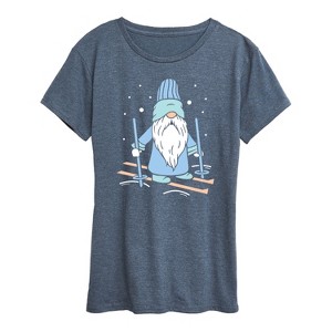 Women's - Instant Message - Skiing Gnome Short Sleeve Graphic T-Shirt - 1 of 4