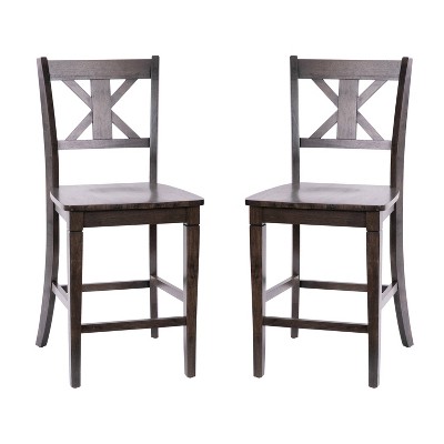 Taylor & Logan 2pk Wooden X Back Swivel Counter Height Barstools Gray: Fixed Height, Non-Upholstered, Dry Dust Care