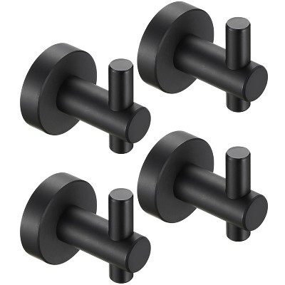 HANPURE Round Base Wall Hanging Hook with Screws- Matte Black Hook, 4 Pack, for Entry Shoe Cabinet, Wardrobe Bathroom Bedroom Furniture Hardware