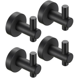 HANPURE Round Base Wall Hanging Hook with Screws- Matte Black Hook, 4 Pack, for Entry Shoe Cabinet, Wardrobe Bathroom Bedroom Furniture Hardware - 1 of 4