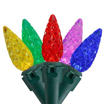 Northlight 200 Count Multi-Color LED Faceted C6 Christmas Lights - Green Wire