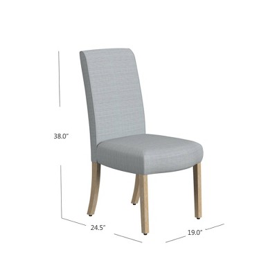 Light Gray Upholstered Parsons Side Chair with Wood Legs, Set of 2