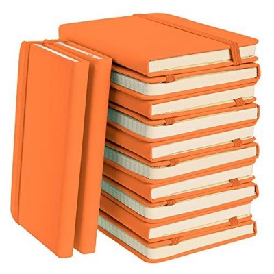 Simply Genius A6 Pocket Size Mini Notebooks with Hardcover - 124 pages (3.7" x 5.7") with Inner Pocket (Orange, 12 Pack)