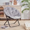 VECELO Folding Saucer Chair, Moon Chair with Metal Frame, Faux Fur for Bedroom or Living Room, Gray - 4 of 4