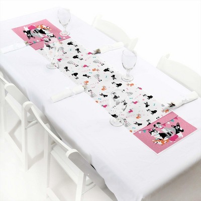 Big Dot of Happiness Pawty Like a Puppy Girl - Petite Pink Dog Baby Shower or Birthday Party Paper Table Runner - 12 x 60 inches