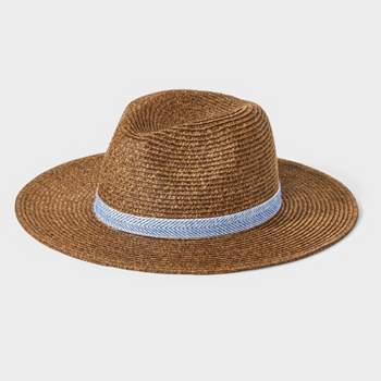 Men's Paper Flat Brim Panama Hat with Chevron Band - Goodfellow & Co™