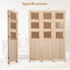 Costway 67” 3 Panel Room Divider with Paulownia Wood Photo Frames Metal Hinges for Home Natural/White - 3 of 4