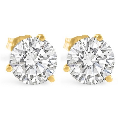 Pompeii3 6.00CT Round Diamond Studs 14k Yellow Gold Lab Created Earrings