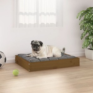 VidaXL Dog Bed Honey Brown 24.2 in.x19.3 in.x3.5 in. Solid Wood Pine - 1 of 4