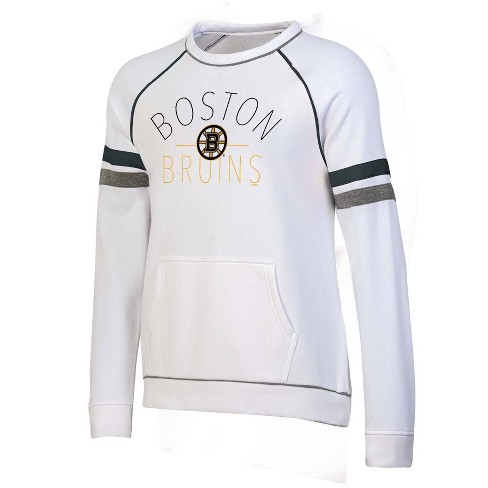 NHL Boston Bruins Women's White Long Sleeve Fleece Crew Sweatshirt - M