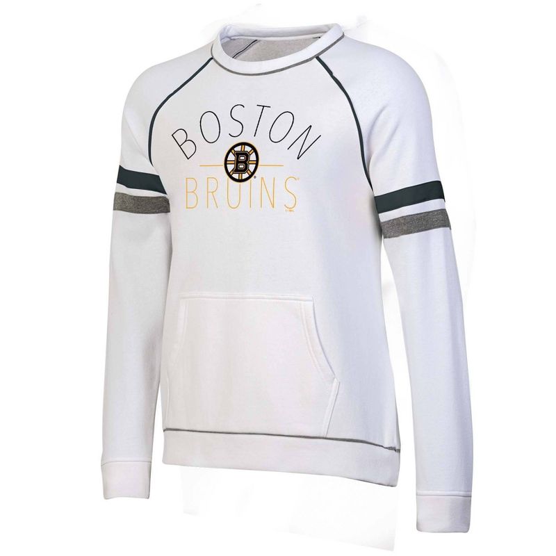 NHL Boston Bruins Women&#39;s White Fleece Crew Sweatshirt, 1 of 4