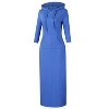 Coolmee Women Hoodies Maxi Dress Casual 3/4 Sleeve Tunic Dress Slim Hooded Sweatshirts Dress with Pocket - 2 of 4