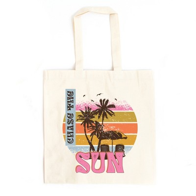 City Creek Prints Chase The Sun Vintage Canvas Tote Bag - 15x16 - Natural