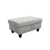 DOMETOUR Elegant Flannel Storage Ottoman For Living Room or Bedroom Light Gray - 3 of 4