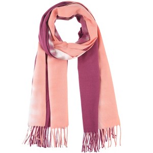 INSPIRE CHIC Women's Contrast Color Imitation Cashmere Ombre Fringe Soft Winter Warm Scarves 1Pc - 1 of 4