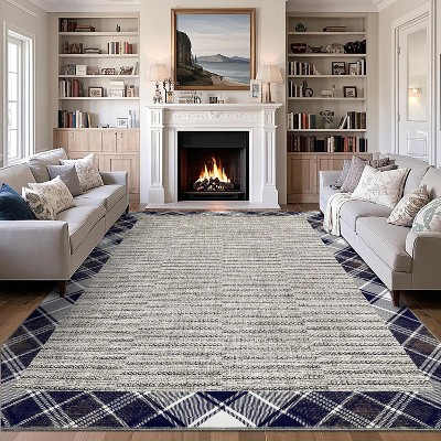 Washable Area Rug, Non-Slip Low Pile Soft Modern Carpet, Thin Foldable Non-Shedding Accent Rug for Living Room Indoor
