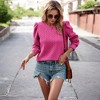 Amaryllis Women's Puff Sleeve Quilted Knit Top Crew Neck Statement Textured Long Sleeve Relaxed Fit - 4 of 4