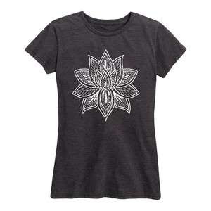Women's - Instant Message - Decorative Lotus Short Sleeve Graphic T-Shirt - 1 of 4