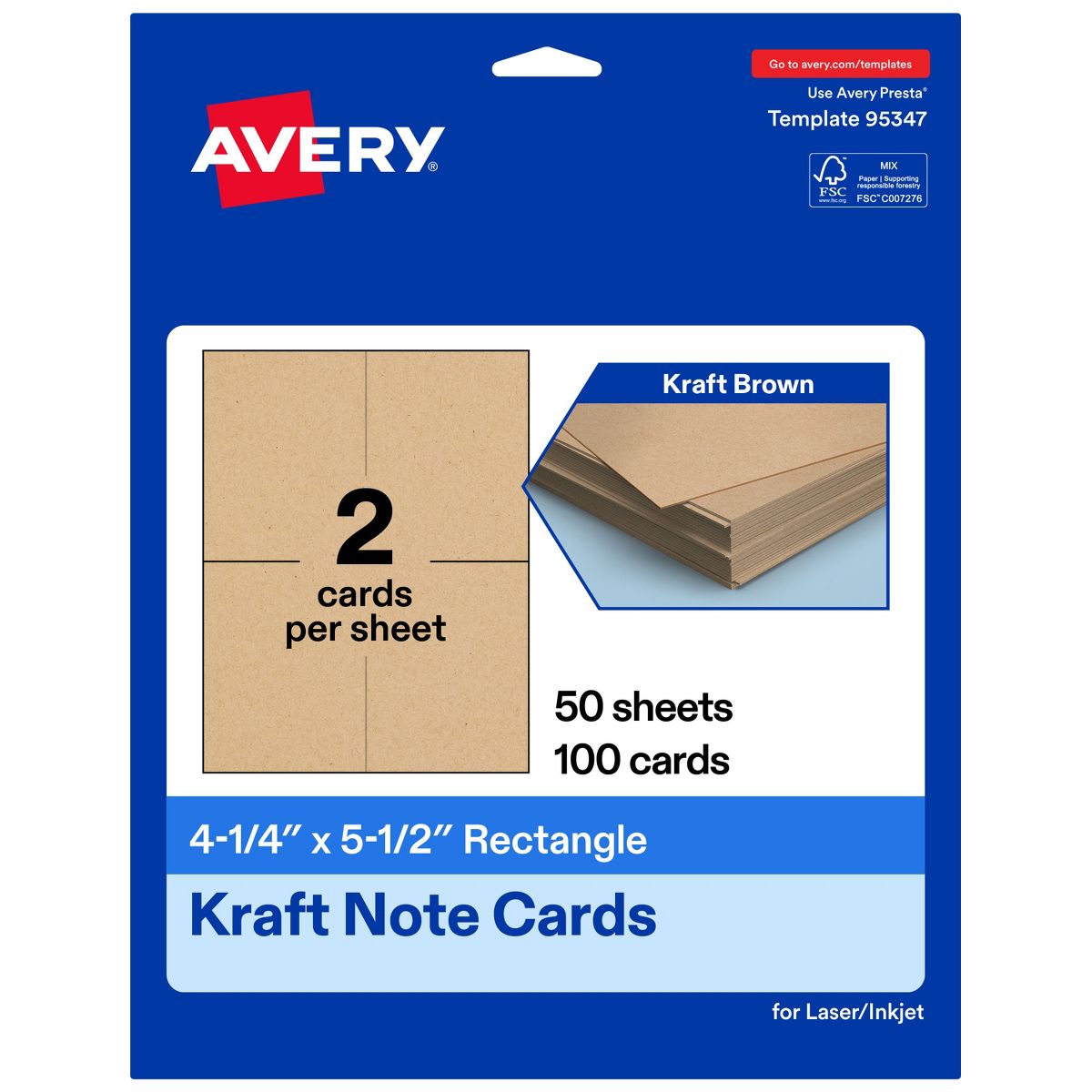 Avery Kraft Brown Note Cards, 4-1/4" x 5-1/2" Rectangle