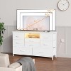 8-Drawer Media Console with LED Lights, Power Outlets, Sturdy Metal Frame & Wood Top for Living Room, Bedroom - 4 of 4