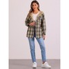 Allegra K Women's Plaid Casual Lapel Collar Hooded Shacket Fleece Jacket - 4 of 4