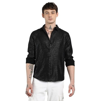 Campus Sutra Men Men's Onyx Black Pavement Shirt