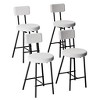 Upholstered Bar Stool Set of 2/4, Modern Counter Height Barstools with Round Seat, Bar Chair with Black Metal Legs, Back and Footrest - 3 of 4