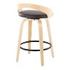 Set of 2 Grotto Counter Height Barstools Natural/Black/Brown - LumiSource: Upholstered Swivel Kitchen Stools, Wood Legs - 4 of 4
