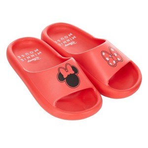 Ladies Minnie and Mickey Slides - Ladies Classic Mickey and Minnie Mouse Comfort Foam Slide Sandals - Disney Mickey & Minnie Mouse Slip On Slides - 1 of 4