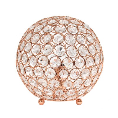 8" Elipse Crystal Ball Sequin Table Lamp Rose Gold - Elegant Designs