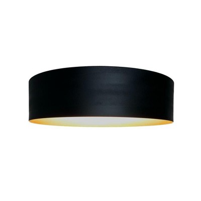 Black and Brushed Brass Glass LED Flush Mount Light
