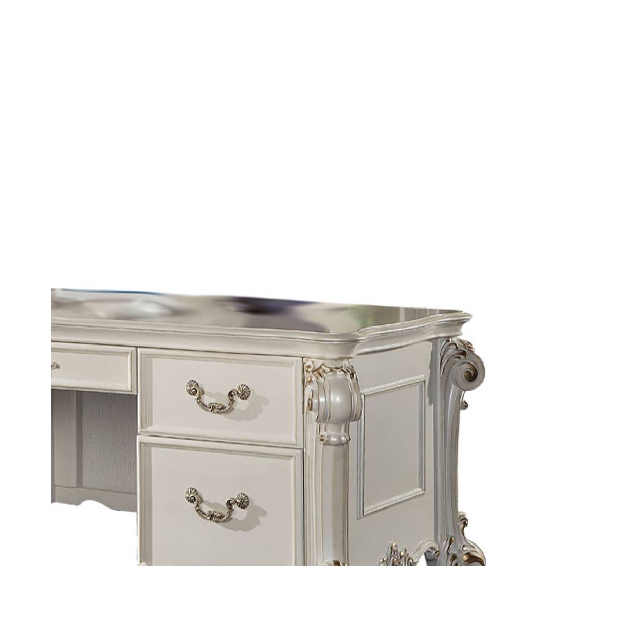 31" Vendome Desks Antique Pearl Finish - Acme Furniture: Executive Writing, Open Storage Shelf - thumbnail 7