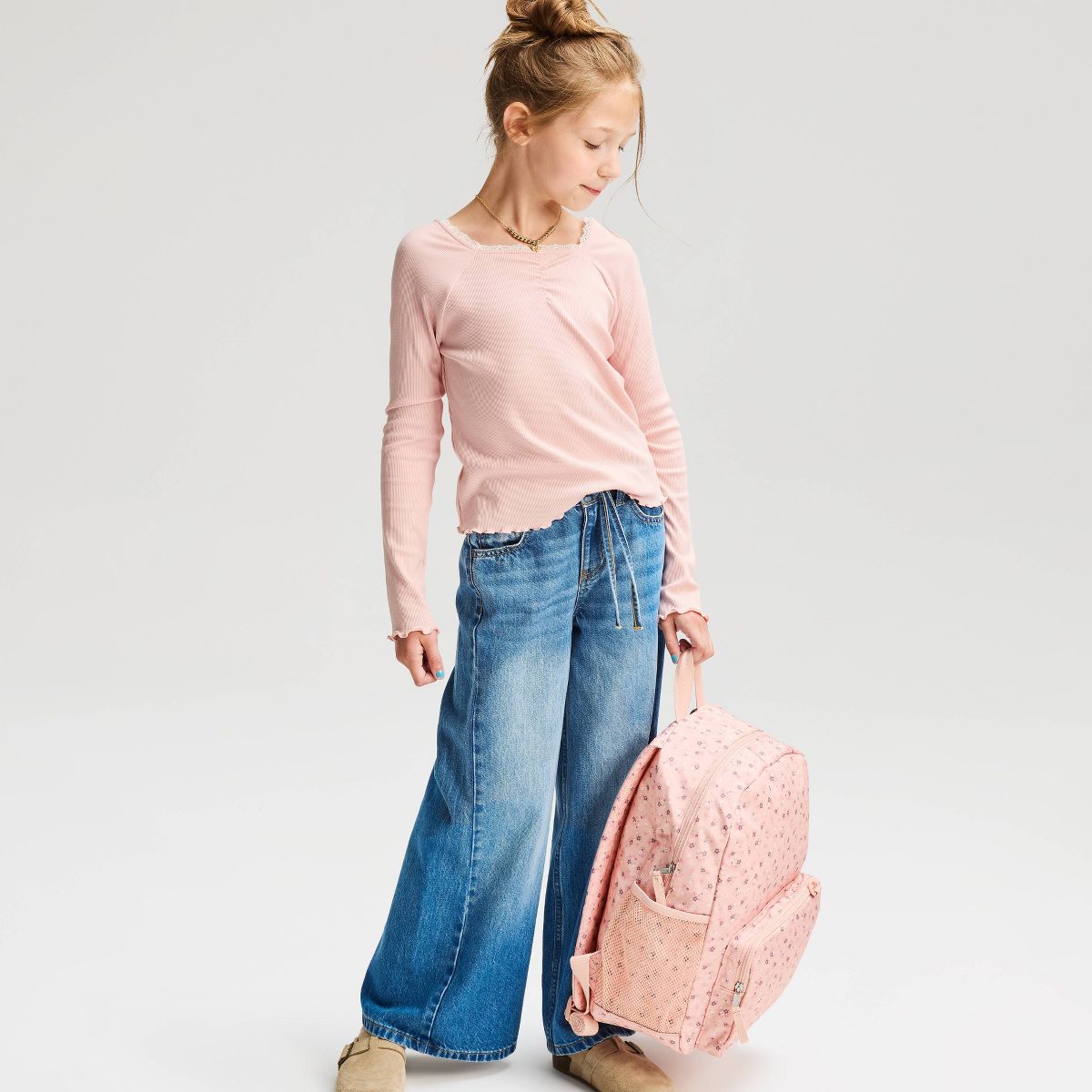 Girls' Long Sleeve Square Neck Ribbed Knit Top - Cat & Jack™ - thumbnail 4