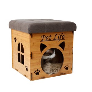Pet Life Kitty Kallapse Collapsible Folding Cat House Bed Ottoman Bench Furniture - 1 of 1
