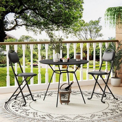 Modern Folding Patio Chairs with Metal Legs, Outdoor Armless Lounge Chairs for Balcony, Deck, or Garden-The Pop Home