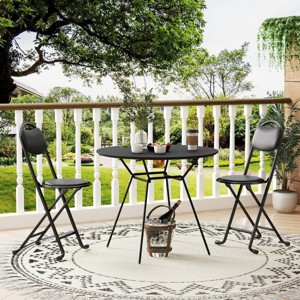 Modern Folding Patio Chairs with Metal Legs, Outdoor Armless Lounge Chairs for Balcony, Deck, or Garden-The Pop Home - 1 of 4