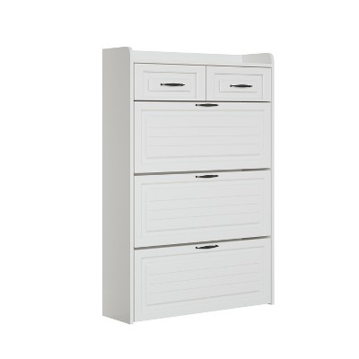 VYNXARIA White color shoe cabinet with 3 doors 2 drawers,large space for storage