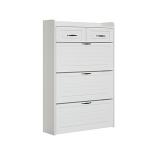VYNXARIA White color shoe cabinet with 3 doors 2 drawers,large space for storage - 1 of 4