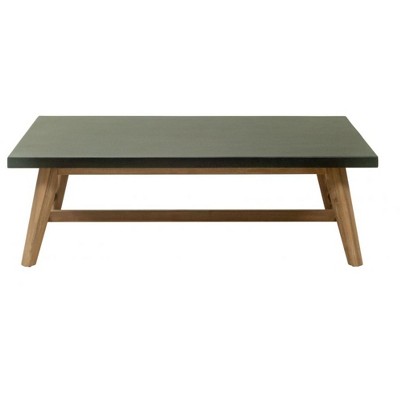 Coffee Table 14.6"H, Faux Concrete & Acacia Wood, Gray & Natural Finish, Modern Rectangular Design by Zuo Modern