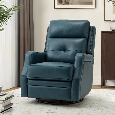 Basilio 28.74" W Tufted Genuine Leather Swivel Rocker Recliner With