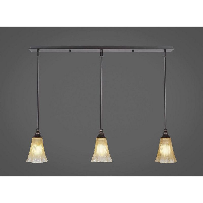 Toltec Lighting Any 3 - Light Chandelier in  Dark Granite with 5.5" Fluted Amber Crystal Shade, 1 of 2