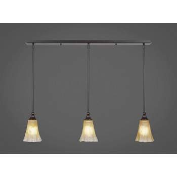 Toltec Lighting Any 3 - Light Chandelier in  Dark Granite with 5.5" Fluted Amber Crystal Shade