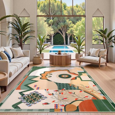 Lahome GST Contemporary Bohemian Abstract Short Pile Velvet Rectangular Indoor Area Rug