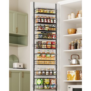 MOEPISY 8-Tier Adjustable Over the Door Pantry Organizer with 2 Sets Hooks Fits Most Doors, Black - 1 of 4