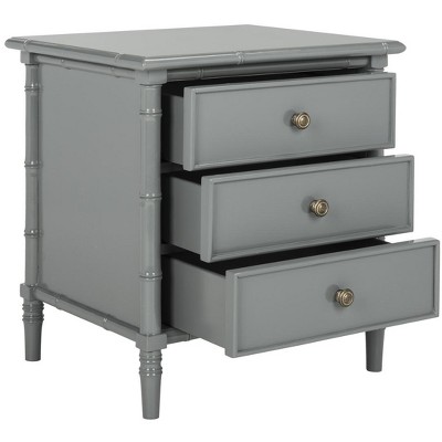 Gray Bamboo 3-Drawer Transitional Nightstand