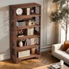 Kumasinova Farmhouse Bookshelf Corner Freestanding 6-Tier Bookcase Display for Living Room,Bedroom,Office,Brown - 2 of 4