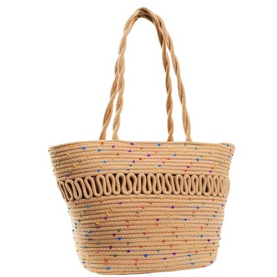 Magid Natural Cotton Woven Confetti Twist Shoulder Tote