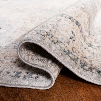 Beige and Gray Medallion Synthetic Area Rug