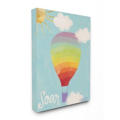 16"x1.5"x20" Soar Rainbow Hot Air Balloon Stretched Canvas Wall Art - Stupell Industries
